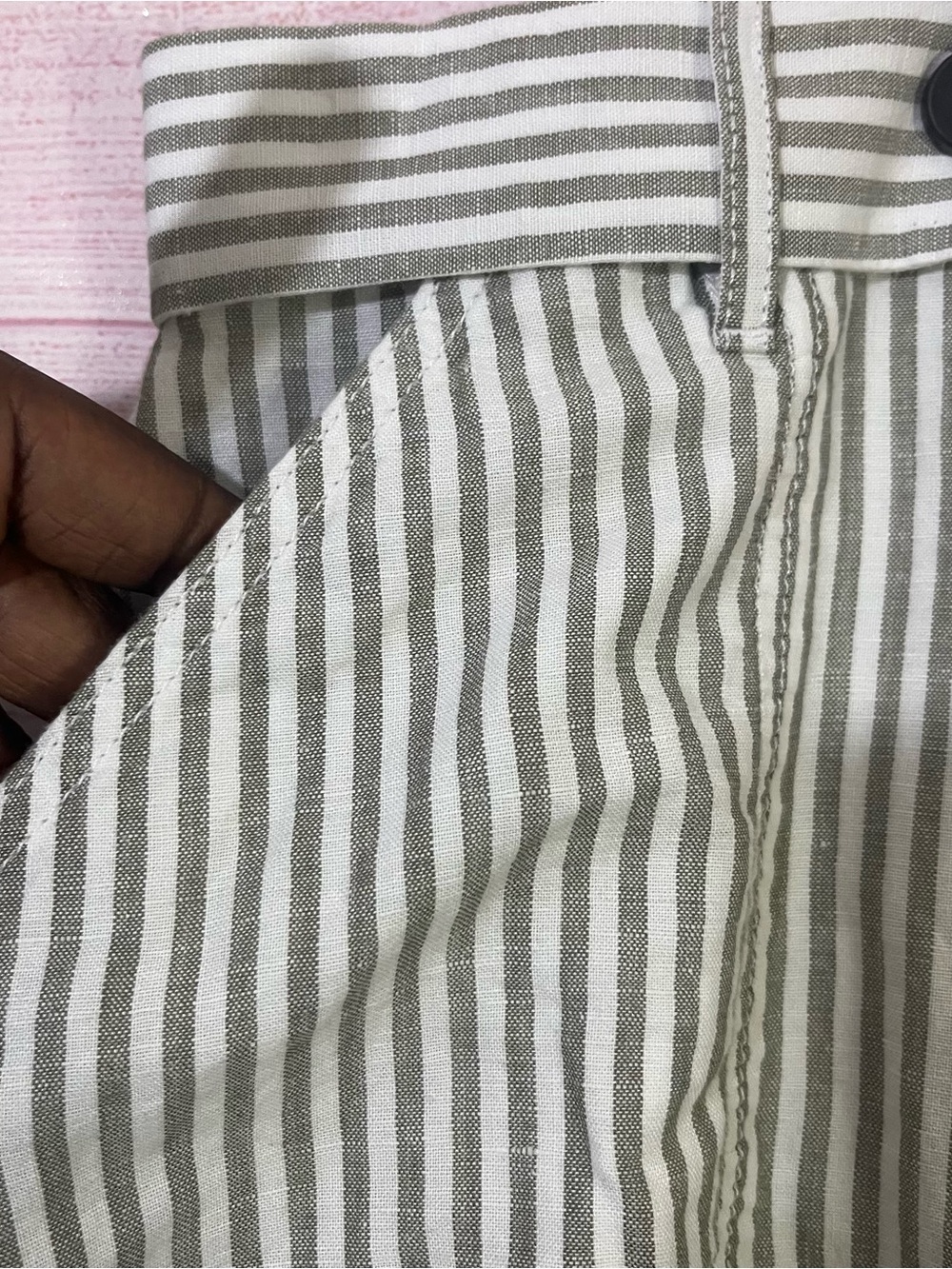 Talbots Plus Linen Cotton Blend Gray White Waist Tie Skirts Size 24W - Picture 6 of 7